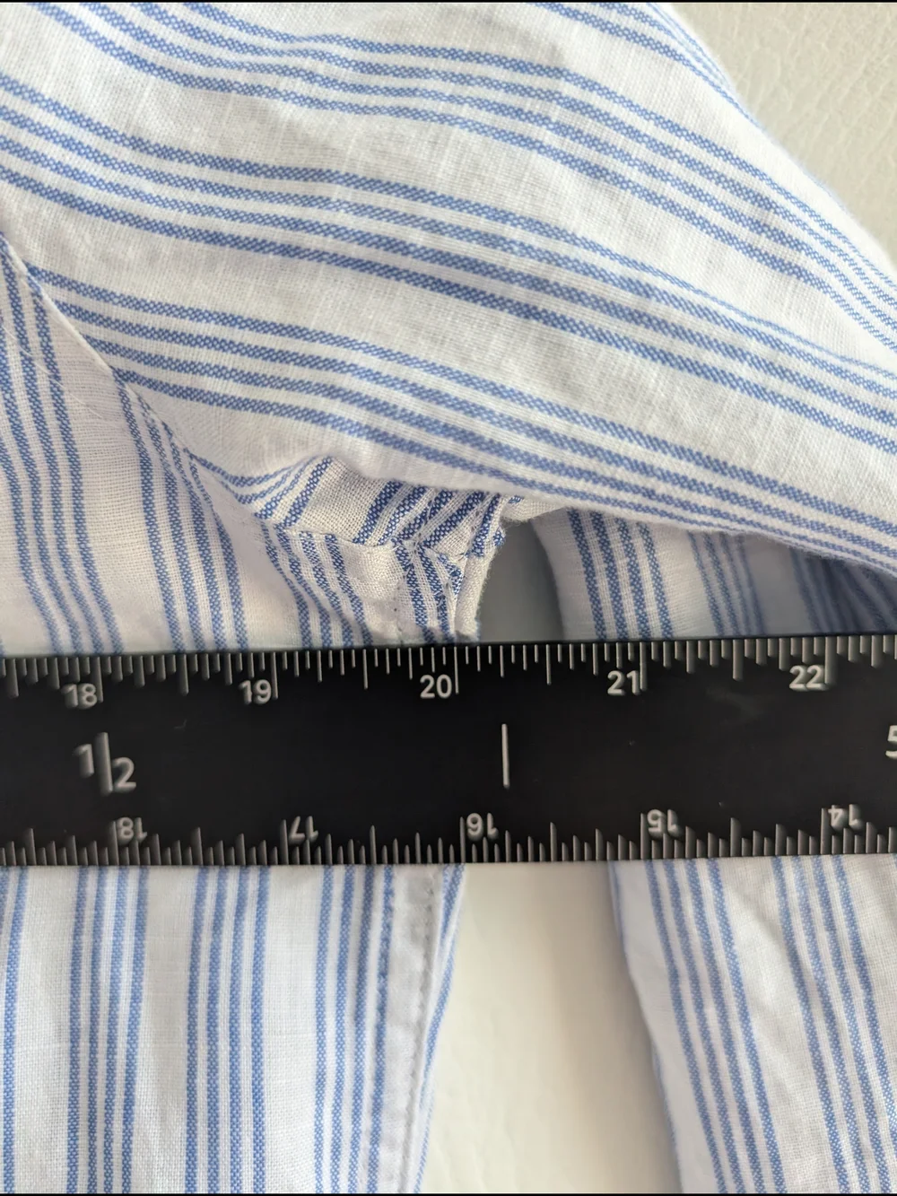 J. Crew Linen Blend Light Blue and White Striped Button-Down Shirt - 10